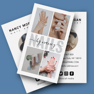 Moderne Nagelkunsttypografie FotoCollage Visitenkarte