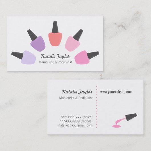 Moderne Nagellack-Maskenbildner-Visitenkarten Visitenkarte (Vorne/Hinten)