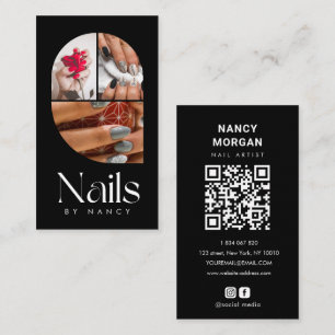 Moderne Nagelstudio-Architektur 3-Foto-Collage QR- Visitenkarte