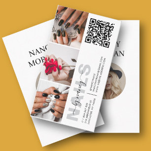 Moderne Nageltechnik-Typografie-Fotocollage QR-Cod Visitenkarte