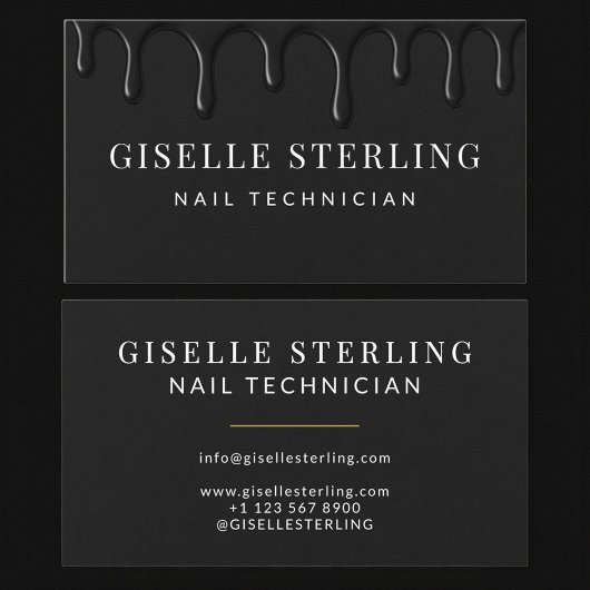 Moderne Nageltechnikerin Schwarz Visitenkarte