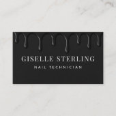 Moderne Nageltechnikerin Schwarz Visitenkarte (Vorderseite)