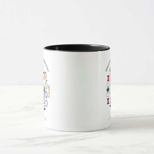 Moderne Nähbedarf- und Werkzeugmuster-Tasse Tasse (Zentrum)