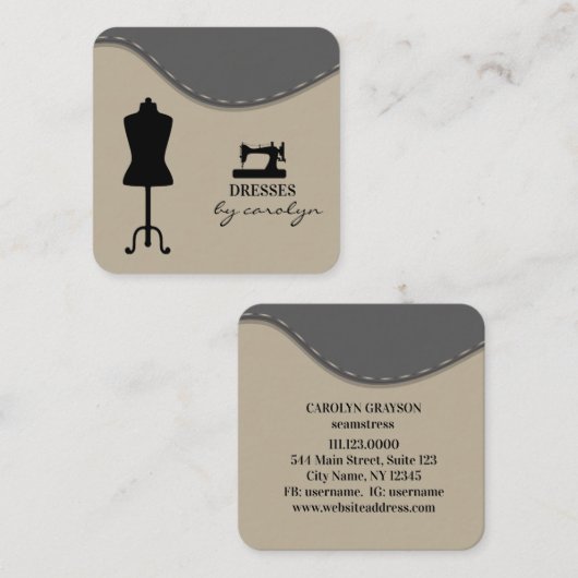 Moderne Nähmaschine Seamstress oder Schneider Quadratische Visitenkarte (Vorne/Hinten)