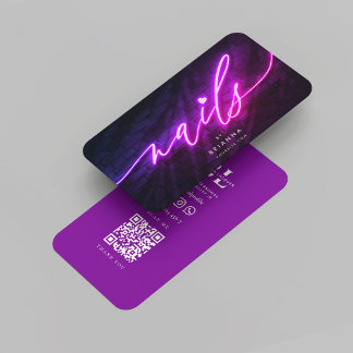 Moderne Nail Art Nail Salon Manicure Lila Visitenkarte