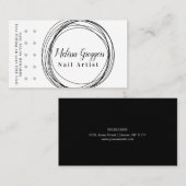 Moderne Nail Artist Logobelohnung Schwarzes Rundsc Visitenkarte (Vorne/Hinten)