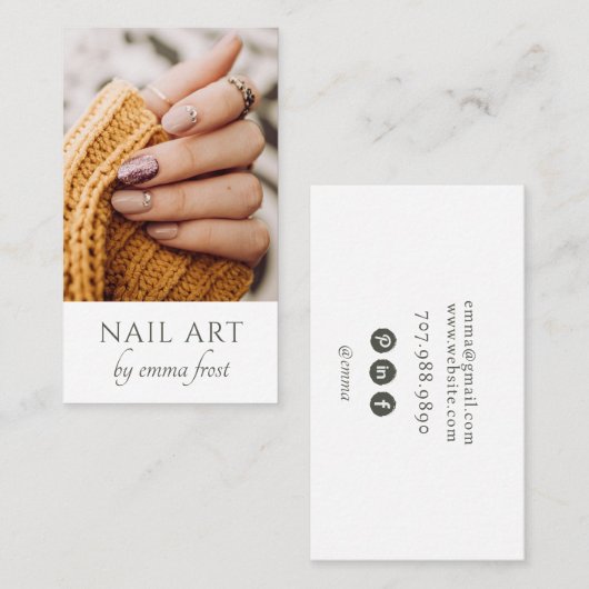 Moderne Nail Tech Foto Business Card Visitenkarte (Vorne/Hinten)