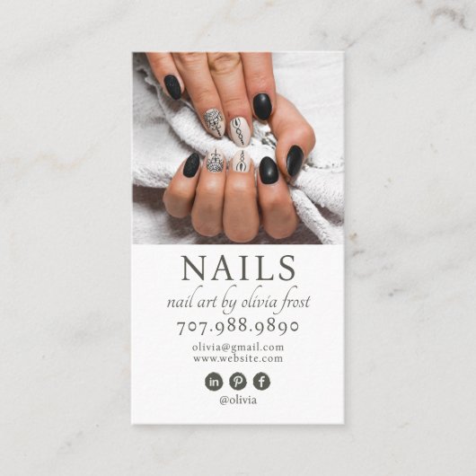 Moderne Nail Tech Foto Business Card Visitenkarte (Vorderseite)