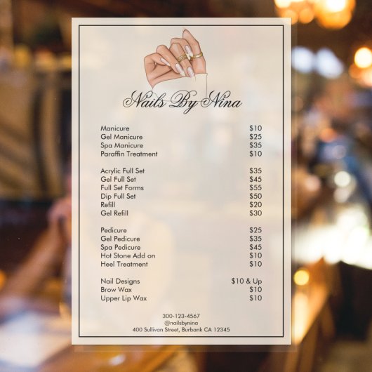 Moderne Nails - Manikürpreislisten Fensteraufkleber