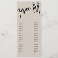 Moderne Nails Salon Beige Preisliste Menü