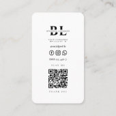 Moderne Nails Salon Nail Artist Monogram QR Visitenkarte (Rückseite)