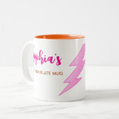 Moderne Name & Erstmalige Hot-Chocolate-Tasse für Zweifarbige Tasse (Vorderseite Links)