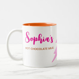 Moderne Name & Erstmalige Hot-Chocolate-Tasse für Zweifarbige Tasse