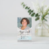 Moderne Name Script Foto Real Anwesen Agent Busine Visitenkarte (Stehend Vorderseite)