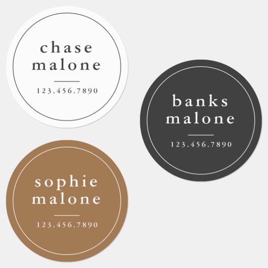 Moderne Name und Telefonnummer Kinderschulmaterial Etiketten (Gruppe)