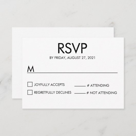 Moderne Name Wedding RSVP Response Card Weiß