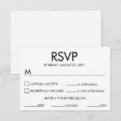 Moderne Name Wedding RSVP Response Card Weiß Karte (Vorne/Hinten)