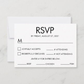 Moderne Name Wedding RSVP Response Card Weiß Karte
