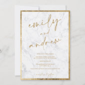 Moderne Namen Kalligrafie Gold Marmor schicke Hoch Einladung (Vorderseite)