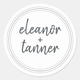 Moderne Namen Schwarz-weißer Hochzeitsstifter Umsc Runder Aufkleber