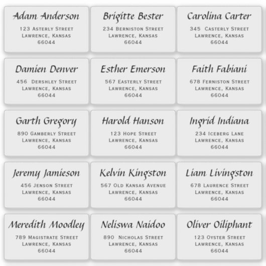 Moderne Namen und Adresse eines Hochzeitgästen Aufkleber (Vorderseite)