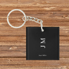 Moderne Namen und Initialen schwarz Schlüsselanhänger