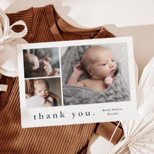 Moderne Namens-Foto-Collage Baby-Dankeschön-Karte Magnetkarte