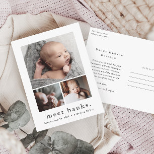 Moderne Namens-Foto-Collage Baby Dankeschön Postkarte
