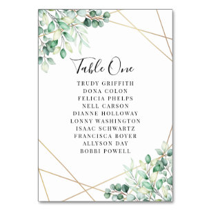 Moderne Names Greenery Eukalyptus Geometric Weddin Tischnummer