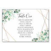 Moderne Names Greenery Eukalyptus Geometric Weddin Tischnummer (Rückseite)