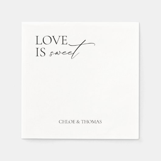 Moderne Napkins "Liebe ist süß" für Hochzeitsfeier Serviette (Vorderseite)