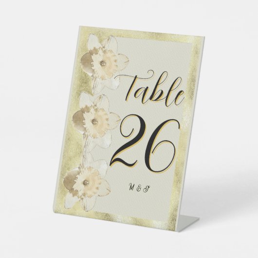 Moderne Narzisse Blume mit Goldrahmen Sockelschild (Vorderseite)