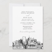 Moderne Nashville Skyline Black & White Wedding Einladung (Vorderseite)