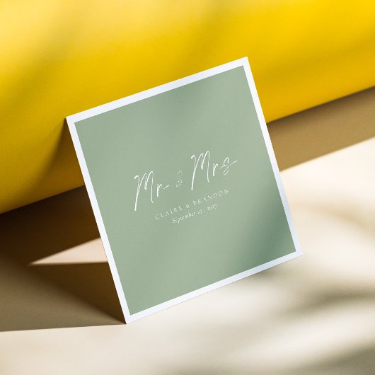 Moderne Natur! Sage Green Mr. & Mrs. Wedding Serviette