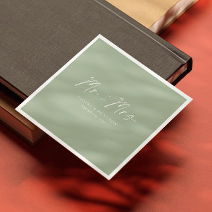 Moderne Natur! Sage Green Mr. & Mrs. Wedding Serviette