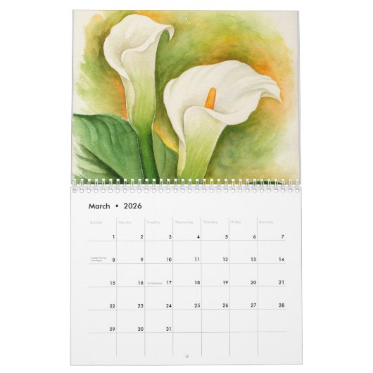 Moderne Naturlandschaft Floral 2021 Mauer Kalender (Mär 2026)