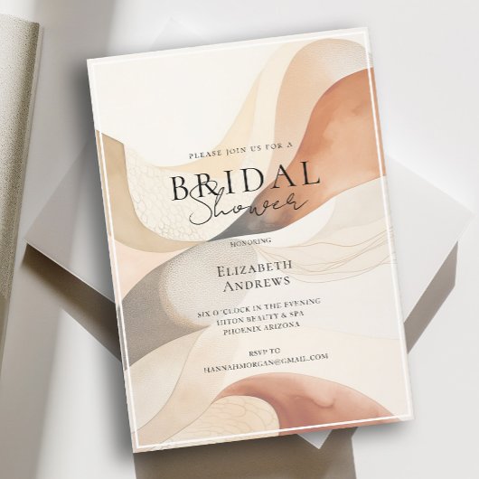 Moderne, natürliche Farbenwellen, Bridal Einladung