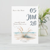 Moderne Naturstrandlandschaft Pampelgras Save The Date (Stehend Vorderseite)