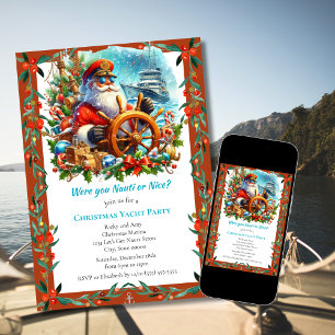 Moderne Nauti oder Schöne Santa Weihnachts-Yacht-P Einladung