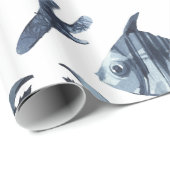 Moderne Nautic Blue Seestfish Seepferd Seashell Geschenkpapier (Rolleneckpunkt)