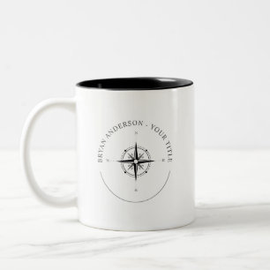 Moderne Nautic Compass-Logo-Tasse Zweifarbige Tasse