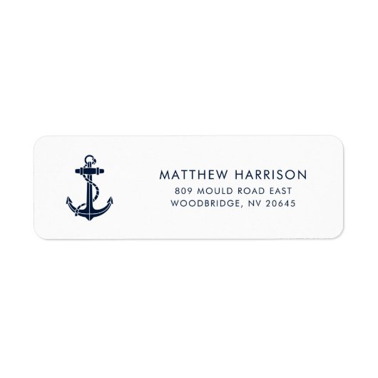 Moderne Nautic Navy Blue Anchor Rücksendeadresse (Vorne)
