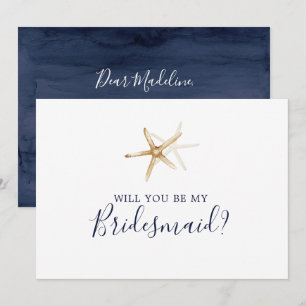 Moderne Nautic Starfish Bridesmaid Vorschlag Card Einladung