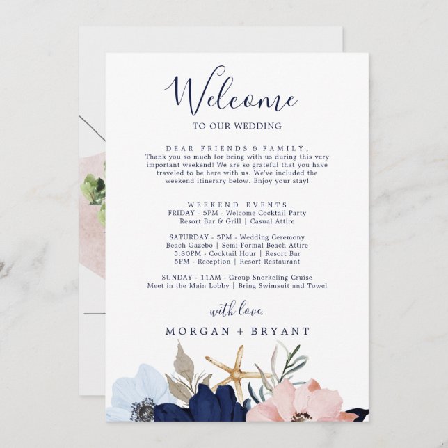 Moderne Nautic Welcome Letter Tour & Map (Vorne/Hinten)