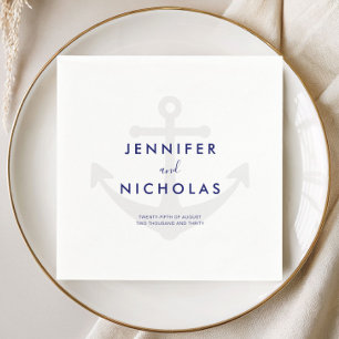 Moderne Nautical Anchor-Hochzeit Serviette