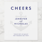 Moderne Nautical Anchor-Hochzeit Weinetikett (Einzelnes Label)