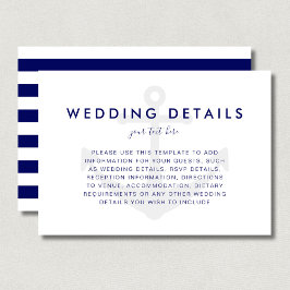Moderne Nautical Anchor Wedding Details Card RSVP Karte