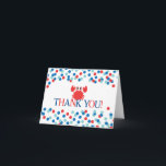 Moderne Nautical Crab Boys Baby Dusche Vielen Dank Dankeskarte<br><div class="desc">Moderne Konfetti Sommer Wasserkrabbe Babydusche Dank Notizkarte mit einem niedlichen roten Set auf weißem Hintergrund mit rot & blau Konfetti. Wir danken Ihnen für die Dusche für das Segel-Boot im Sommer. Besuchen Sie unseren Shop für dieses Design in einer großen Auswahl an trendigen & beliebten Farbwahl und für die passende...</div>