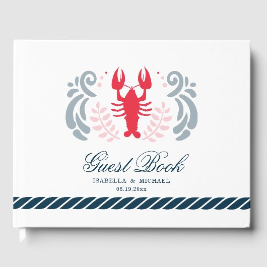 Moderne Nautical Crab Hochzeit Gästebuch (Vorderseite)