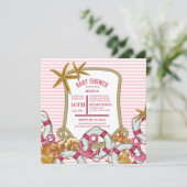 Moderne Nautical Girl Baby Dusche Einladung (Stehend Vorderseite)